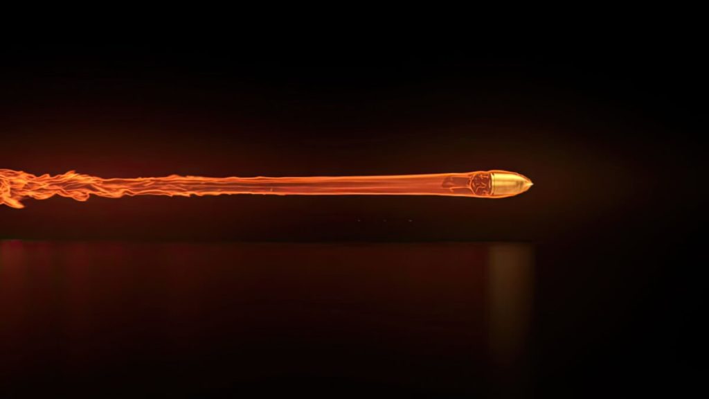 A round (bullet) with a trail