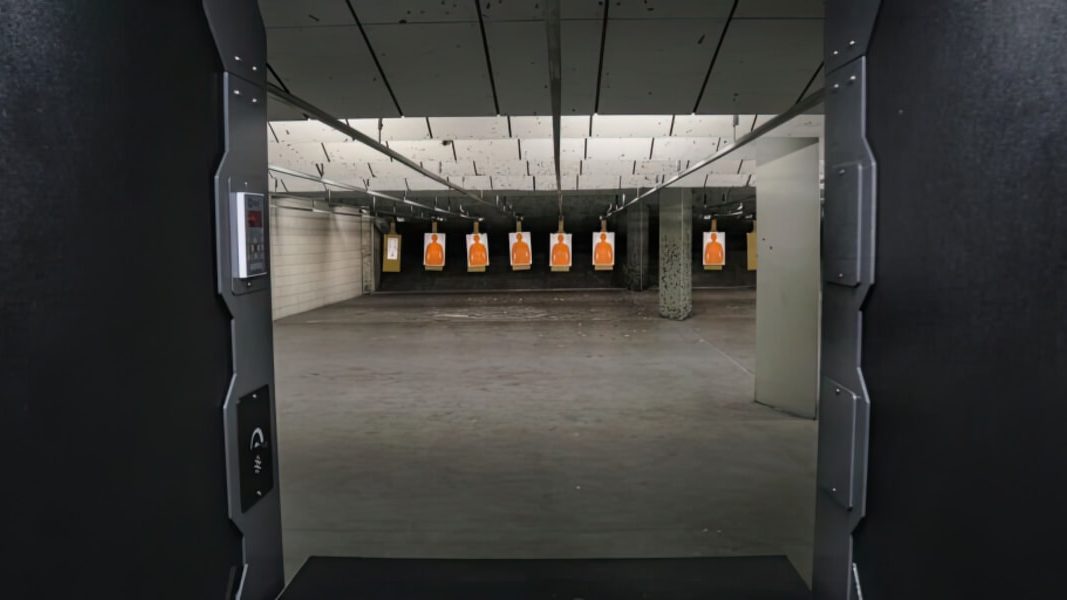 An empty firing range alley with targets
